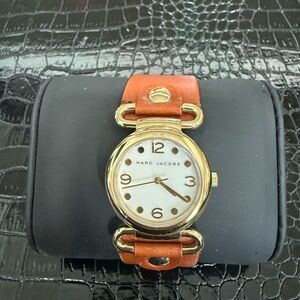Marc Jacobs Gold and Tan Leather Watch